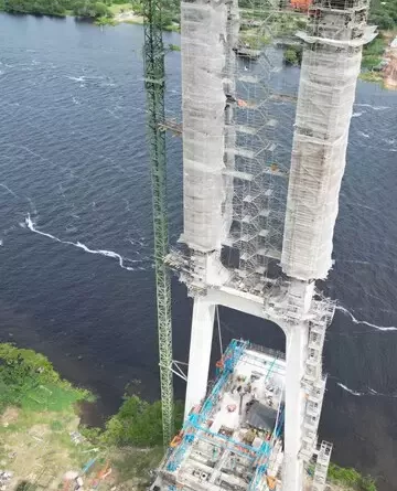 Pilares da ponte bioceânica chega aos 130 metros do lado brasileiro