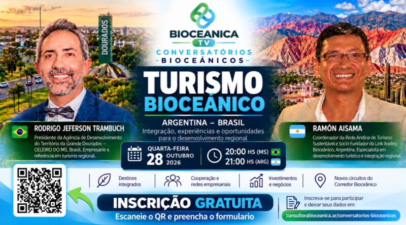Turismo bioceânico reúne representantes do Brasil e da Argentina em debate virtual nesta quarta-feira